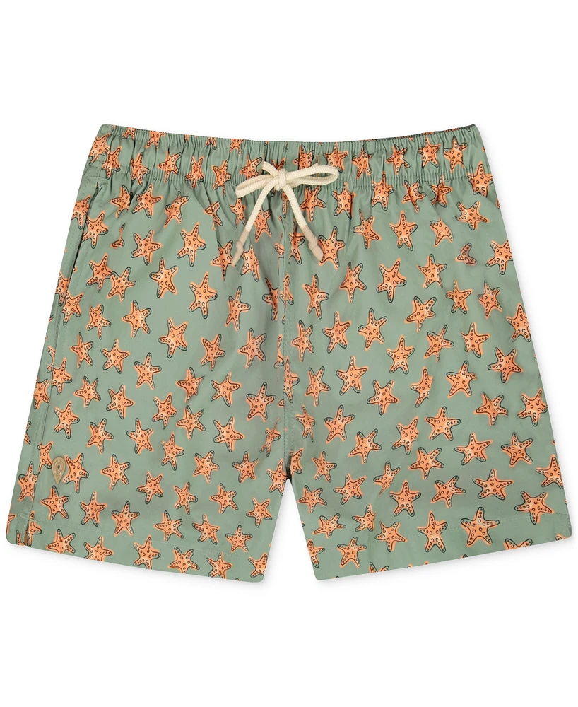Sunset and Vines Men's Star-Pattern Woven Swim Trunks
