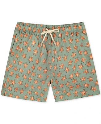 Sunset and Vines Men's Star-Pattern Woven Swim Trunks