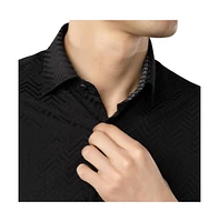 Luchiano Visconti Men's Solid Black Printed shirt