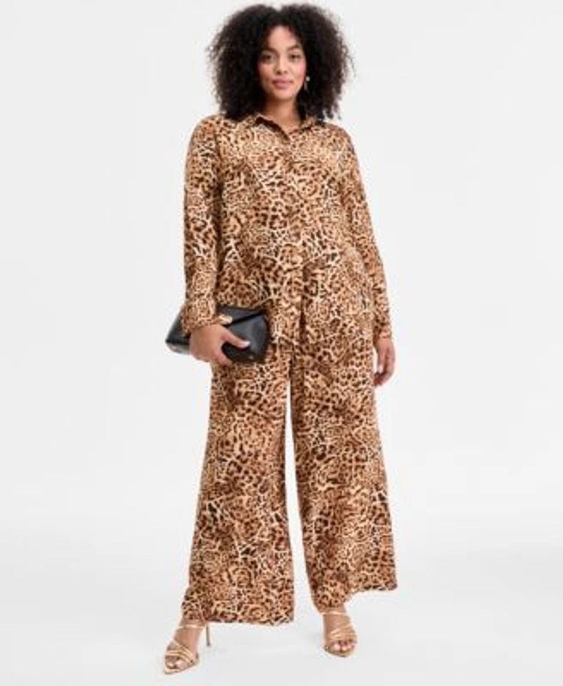 I.N.C. International Concepts Plus Size Animal Print Shirt High Rise Pants Exclusively At Macys