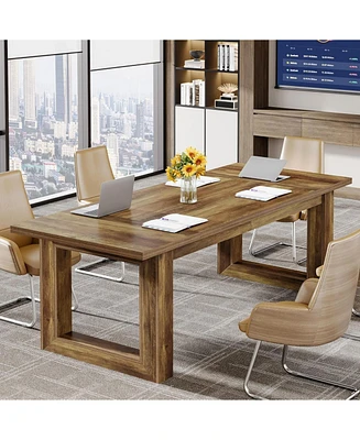 Tribesigns Conference Table, 5 ft Meeting Room Table with Solid Wooden Base, Large