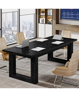 Tribesigns Conference Table, 5 ft Meeting Room Table with Solid Wooden Base, Large