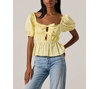 Astr the Label Women's Smocked Bow-Front Top