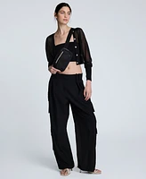 Kenneth Cole Women's Sheer Saddle-Shoulder Cropped Cardigan