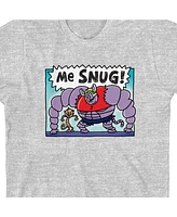 Dog Man Boys "Me Snug" And Petey the Cat Youth Heather Gray Short Sleeve Tee-xl
