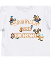 Dog Man Girls Friends Varsity Text Youth White Crew Neck Short Sleeve T-shirt - Xl