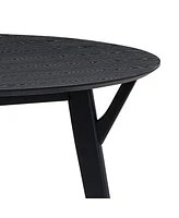 Black Round Kitchen Table & 4 Fabric Chairs