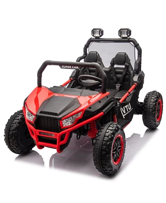 24V Two-seater Kids Ride On Utv W/Parents Control,400W Super Power, Four-wheel suspension, Led Light with Rear searchlight, Bluetooth, MP3,Music, Rear