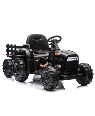 Ride on Tractor2.0 with Trailer,24V Battery Powered Electric Tractor Toy, 200w2motor 1.86-4.97MPH/Remote Control, electric car for kids, Three speed a