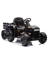 Ride on Tractor2.0 with Trailer,24V Battery Powered Electric Tractor Toy, 200w2motor 1.86-4.97MPH/Remote Control, electric car for kids, Three speed a