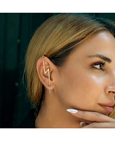 Spero London Sterling Silver Lightning Bolt Ear Crawler With White Gemstones