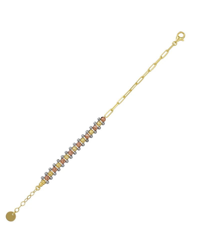 Spero London Dorissa Multi Bead Semi Chain Sterling Silver Bracelet