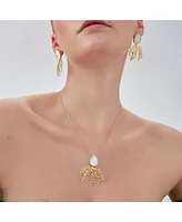 Spero London Mother Of Pearl Olive Branch Sterling Silver Necklace