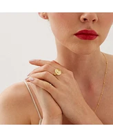 Spero London Sun Face Embossed Sterling Silver Medal Ring