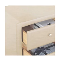 Two-Drawer Upholstered Nightstand – Chic Bedroom Storage with Details