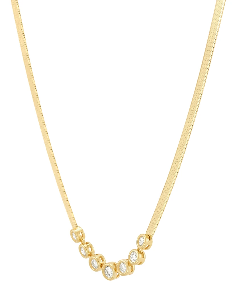 Created White Sapphire Necklace (3/4 ct. t.w.) in 14k Yellow Gold Over Sterling Silver, 16" + 2" extender