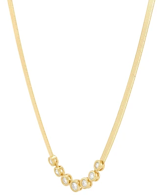 Created White Sapphire Necklace (3/4 ct. t.w.) in 14k Yellow Gold Over Sterling Silver, 16" + 2" extender