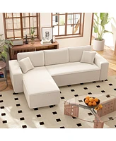 Homcom Chaise Sectional Sofa, Corduroy Fabric Corner Couch,