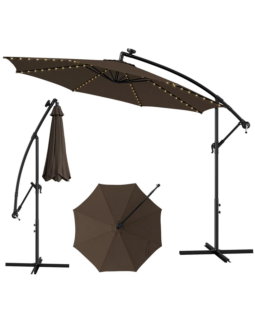 10 Feet Patio Umbrella with 112 Solar-Powered Led Lights