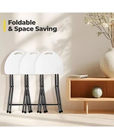 4PC 18"H Portable Folding Stool Foldable Camping Chair with Built-in Handle
