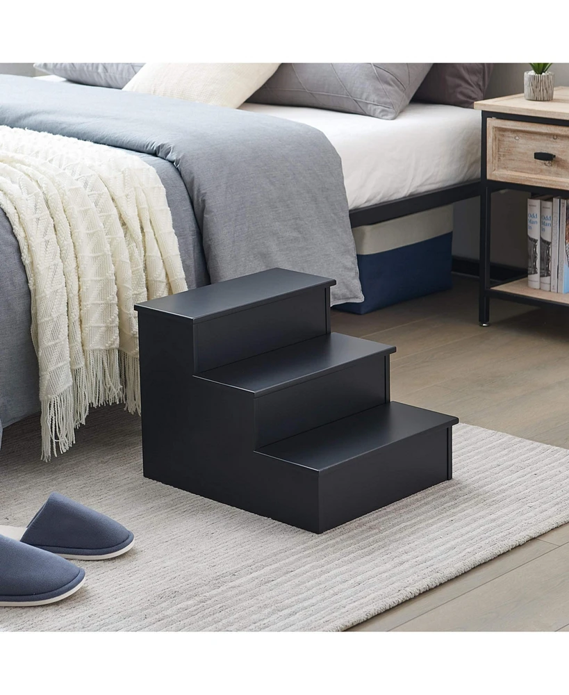 Kings Brand Furniture Darien 3 Step Wood Stool for Adults or Kids, Dog Stairs