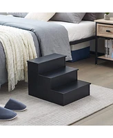 Kings Brand Furniture Darien 3 Step Wood Stool for Adults or Kids, Dog Stairs
