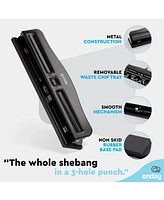 3 Hole Punch Heavy Duty, Ring Puncher for Binder, 10 Sheet Adjustable Paper Punch, Metal Three with Built-in Waste Chip Tray, Deskto