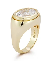 Rachel Zoe 14K Gold Plated Sterling Silver Oval Signet Ring