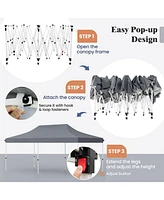 10 x 20 Ft Pop-up Canopy Tent with Carrying Bag-Gray