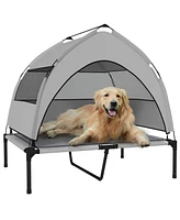 PawHut Elevated Dog Bed, Portable Raised Pet Bed with Canopy, Bag