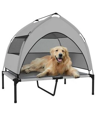 Pawhut Elevated Dog Bed Portable Raised Pet Bed With Canopy Bag 36 X22l