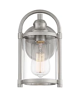 Avani Rustic Farmhouse Outdoor Wall Light Fixture Brushed Nickel 10 1/4" Clear Glass for Exterior Barn Deck House Porch Yard Patio Outside Garage