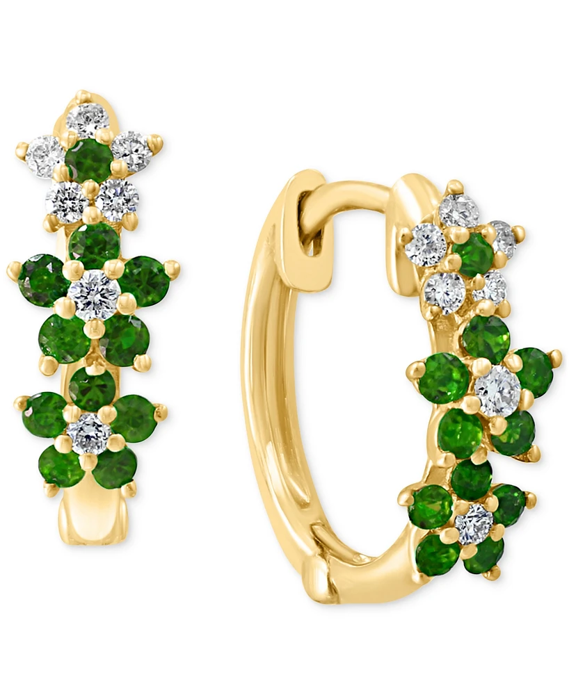 Lali Jewels Emerald (1/3 ct. t.w.) & Diamond (1/8 ct. t.w.) Extra-Small Hoop Earrings in 14k Yellow Gold, 0.15"