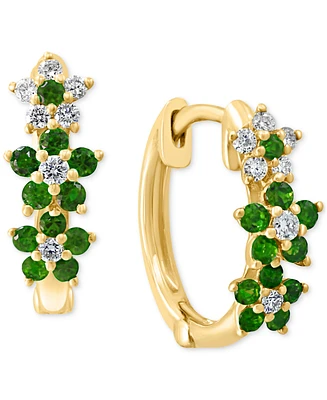 Lali Jewels Emerald (1/3 ct. t.w.) & Diamond (1/8 ct. t.w.) Extra-Small Hoop Earrings in 14k Yellow Gold, 0.15"