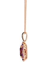Le Vian Pomegranate Garnet (2-3/8 ct. t.w.), Grape Amethyst (3/8 ct. t.w.) & Diamond (1/4 ct. t.w.) Halo Adjustable 20" Pendant Necklace in 14k Rose G