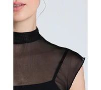 Kenneth Cole Women's Layered Mock Neck Sleeveless Top