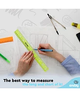 Ruler 12 Inch/ 30 Cm Jeweltone, Inches & Centimeters Plastic Straight Edge Rulers School Supplies, Standard Ruler for Kids Adults, Purple, Pink, Green