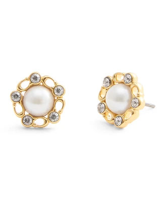 Coach Faux Stone Signature Heritage Cultivated Pearl Stud Earrings