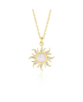 Spero London White Opal Sun & Sunburst Necklace Sterling Silver