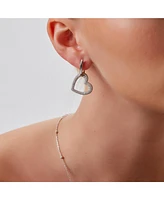 Spero London Chunky Heart Sterling Silver Drop Earrings