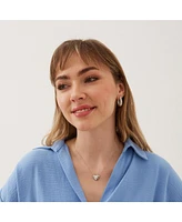 Spero London Elliptical Oval Chunky Hoop Sterling Silver Zirconia Earring