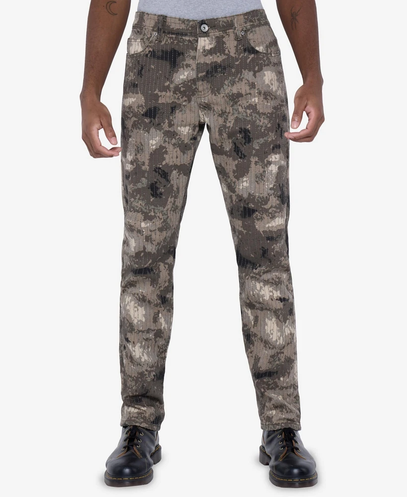 Raw X Men's Printed Denim Vertical Stitching Jeans