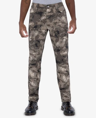 Raw X Men's Printed Denim Vertical Stitching Jeans