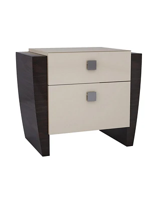 Two-Drawer Mirrored Nightstand with Ample Storage and Wood Construction