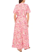 Vince Camuto Women's Printed Puff-Sleeve Maxi Dress