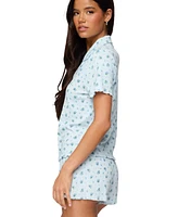 Edikted Women's Camden Floral Pointelle Button Up Shirt
