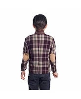 Elie Balleh Boys Wine Slim Fit Plaid Sports Coat