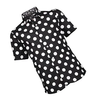 Elie Balleh Big Boys Black Short Sleeve Navy Polka Dot Slim Fit Shirt