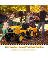 ExperienceJoywhale Kids 12V Ride-On Tractor with Detachable Trailer