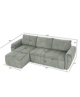 Convertible Sectional Sofa Couch, Modern Fabric 3 Seater L-Shaped Couch for Living Room, Apartment, Office, Small Space